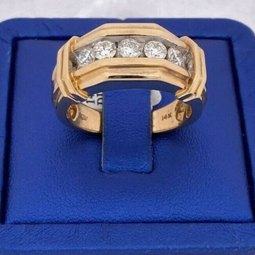14k Yellow Gold 1.25 CT Diamond Men's Wedding Band, 13.2 g