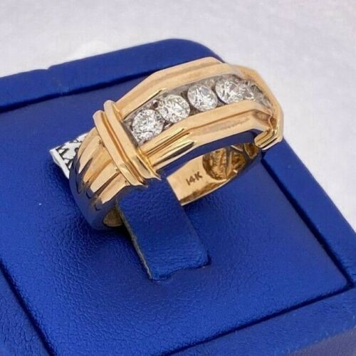 14k Yellow Gold 1.25 CT Diamond Men's Wedding Band, 13.2 g