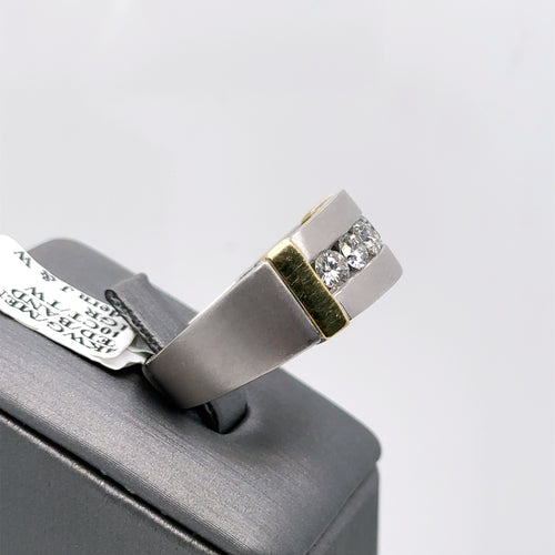 14k White Gold 1.40CT Diamond Men's Wedding Band, 9.1g, Size 10.5