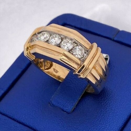 14k Yellow Gold 1.25 CT Diamond Men's Wedding Band, 13.2 g