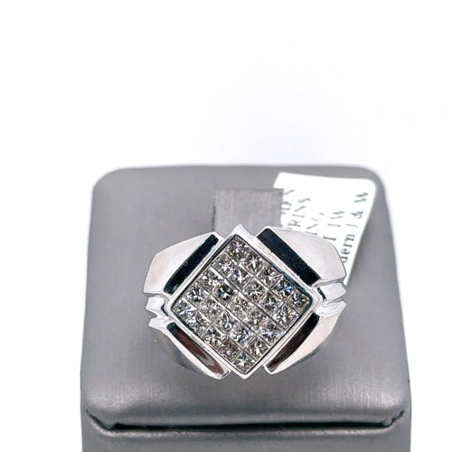 14k White Gold 1.00CT Diamond Men's Wedding Band,  13.7g, Size 8.25