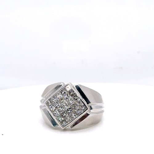 14k White Gold 1.00CT Diamond Men's Wedding Band,  13.7g, Size 8.25