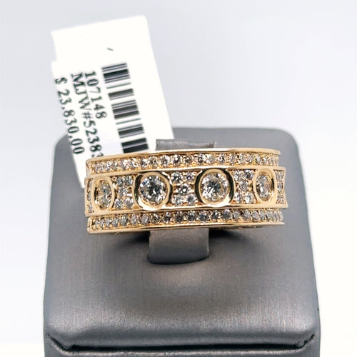 14k Yellow Gold 2.50 CT Diamond Men's Wedding Band, 18.8g, Size 10.5, S107148