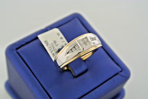 14k Two Tone Gold 0.40 CT Diamond Cluster Men's Band, 10.6gm, Size 11, S101435