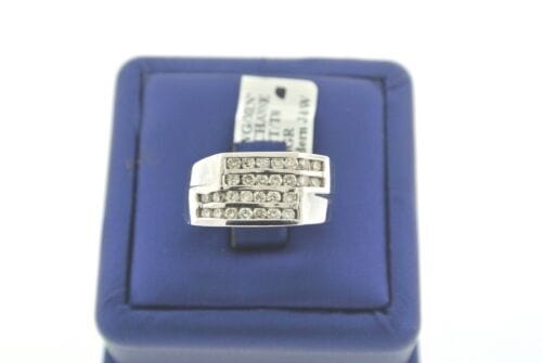 14K White Gold 1.00CT Diamonds Free Form Style Men's Ring, Size 9.5
