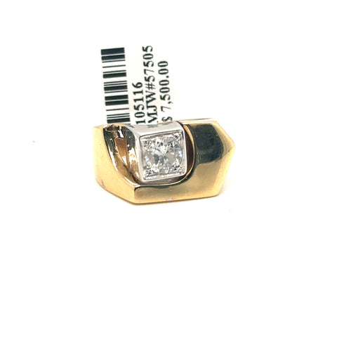 14k Yellow Gold 0.75 CT Diamond Men's Wedding Band, 9.3g, Size 7.75