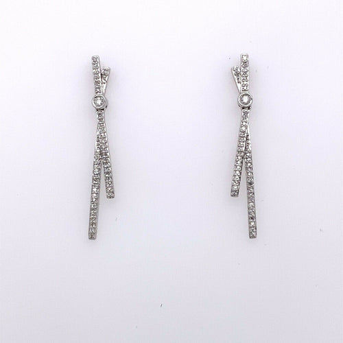 10k White Gold 0.35 CT Diamond Ladies Drop Earrings, 2.7g