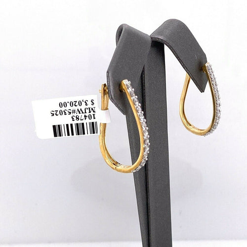 10k Yellow Gold 1.20 CT Diamond Hoop Earrings, 3.9gm