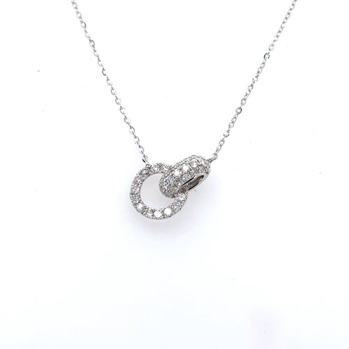14k White Gold 0.50 CT Diamond Love Knot Necklace, 2.2gm, 16"