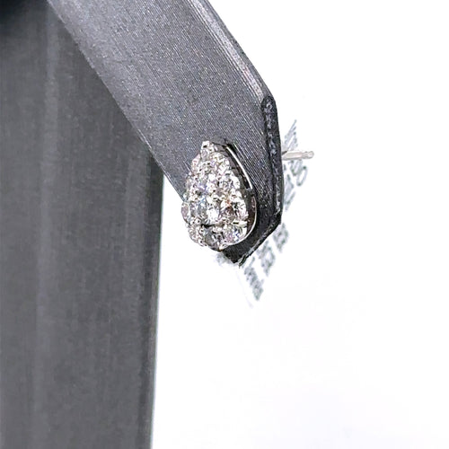 Movado Platinum 0.75 CT Diamond Cluster Pear Shape Stud Earrings, 1.8g,