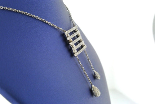 14K WHITE GOLD 1.50 CT DIAMONDS DANGLING PENDANT NECKLACE, 13.5GM, S13160