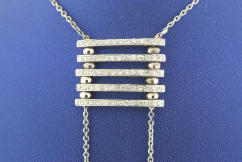 14K WHITE GOLD 1.50 CT DIAMONDS DANGLING PENDANT NECKLACE, 13.5GM, S13160