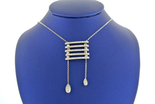 14K WHITE GOLD 1.50 CT DIAMONDS DANGLING PENDANT NECKLACE, 13.5GM, S13160