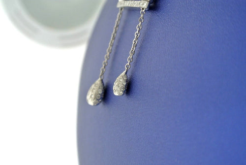 14K WHITE GOLD 1.50 CT DIAMONDS DANGLING PENDANT NECKLACE, 13.5GM, S13160