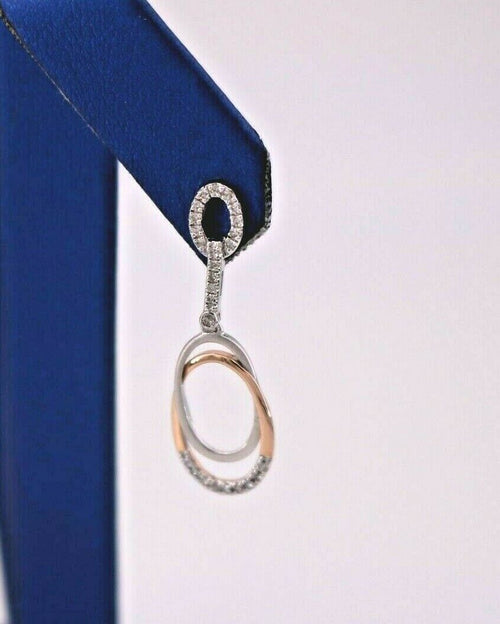 10K White & Rose Gold 0.30 CT Diamond Ladies Drop Earrings, 2.2gm