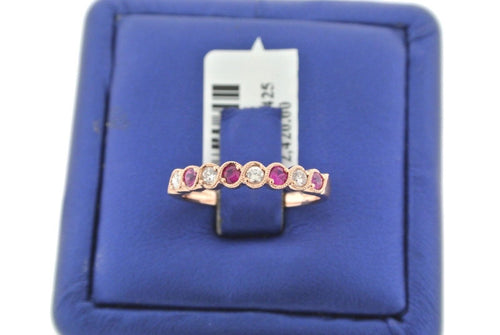 14k Rose Gold 0.50 CT Diamond & Ruby Ladies Band, 2.1gm, Size 6.75, S103345