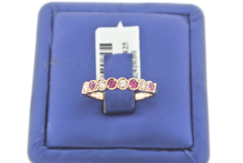 14k Rose Gold 0.50 CT Diamond & Ruby Ladies Band, 2.1gm, Size 6.75, S103345