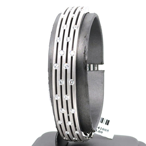 18k White Gold 3.50Ct Diamond Bangle Bracelet, 61.5G, S107440