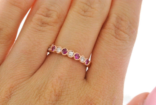 14k Rose Gold 0.50 CT Diamond & Ruby Ladies Band, 2.1gm, Size 6.75, S103345