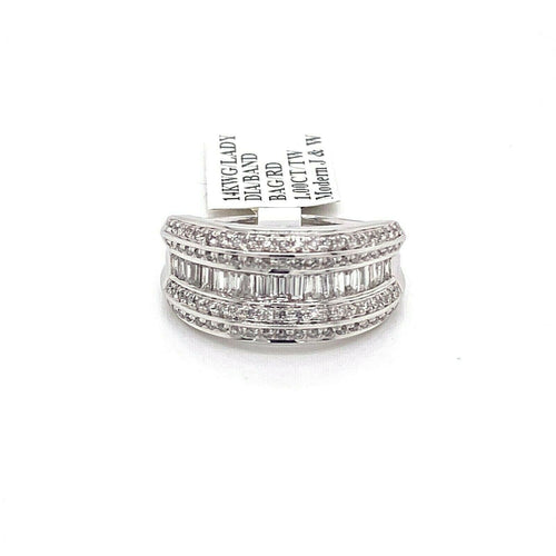 Fancy Ladies 14k White Gold 1.00 CT Diamond Anniversary Band 5.8g Size 7 S102304