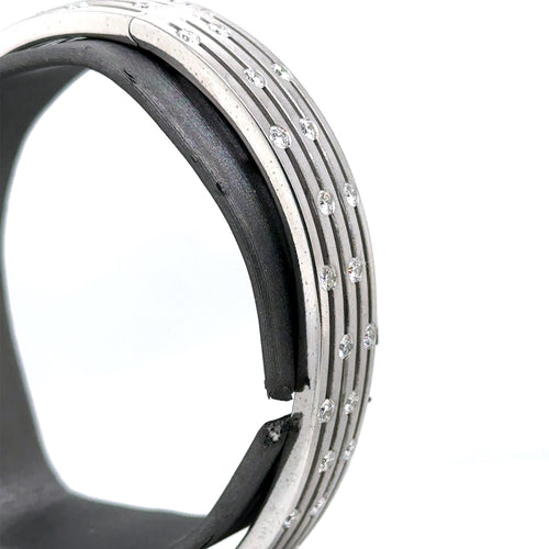 18k White Gold 3.50Ct Diamond Bangle Bracelet, 61.5G, S107440