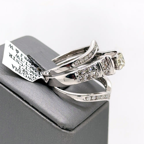 14k White Gold 1.50 CT Diamond Wedding & Engagement Ring Set, 11.2g, S104117