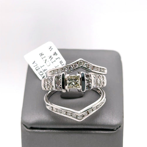 14k White Gold 1.50 CT Diamond Wedding & Engagement Ring Set, 11.2g, S104117