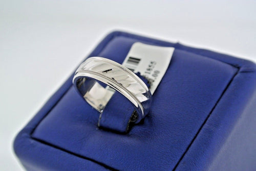 Fancy 14k White Gold Wedding Band, 6.2gm, Size 6, 6mm, S102613