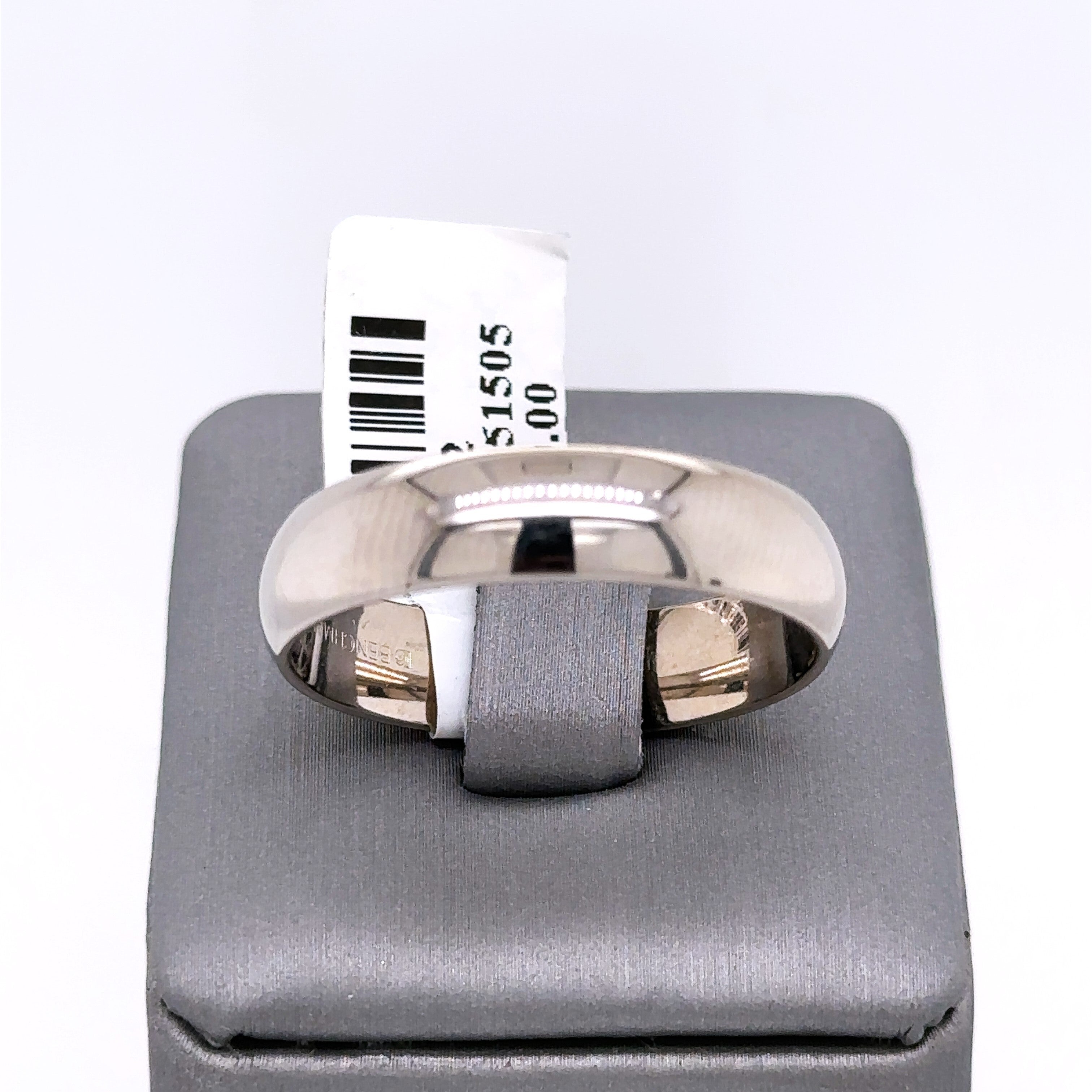 Benchmark 10k White Gold Comfort Fit Band, 7.5gm, Size 13, 6mm