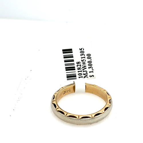 14k White Gold Fancy Men's Wedding Band, 4.5gm, Size9, S101828