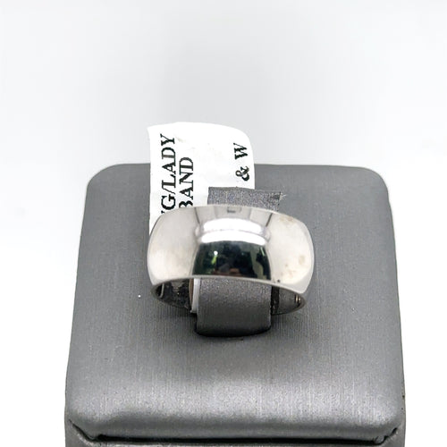 14k White Gold Ladies Wide Wedding Band, 6.5gm, Size5, S101583