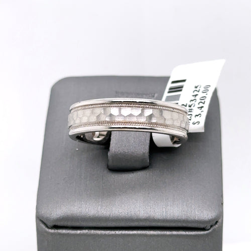 14k White Gold Comfort Fit Men's Wedding Band,9gm, Size 10 S13302