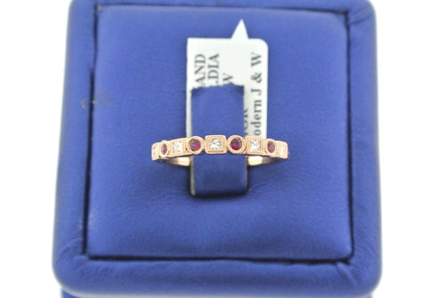 14k Rose Gold 0.45 CT Ruby & Diamond Ladies Band, 2.4gm, Size 6.5, 103350