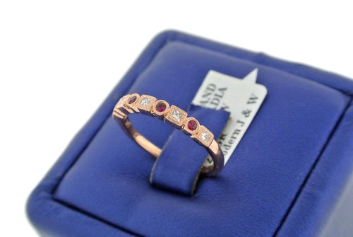 14k Rose Gold 0.45 CT Ruby & Diamond Ladies Band, 2.4gm, Size 6.5, 103350