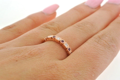 14k Rose Gold 0.45 CT Ruby & Diamond Ladies Band, 2.4gm, Size 6.5, 103350