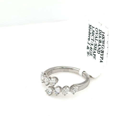14k White Gold 1.50CT Diamond Ladies bypass Band, 3.4G, Size 7 S107409