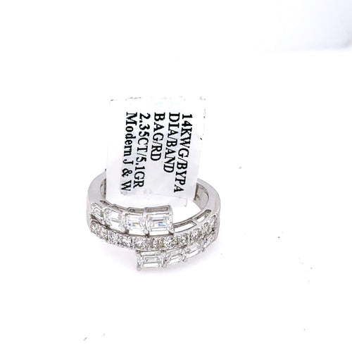 14k White Gold 2.35CT Diamond Ladies Bypass Band, 5.1G, Size 7, S107408