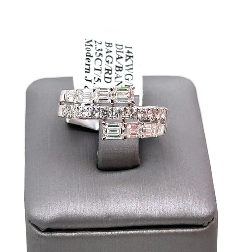 14k White Gold 2.35CT Diamond Ladies Bypass Band, 5.1G, Size 7, S107408