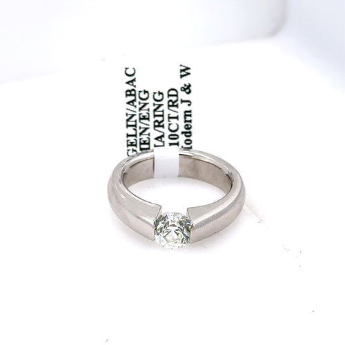 14k White Gold 1.10 Ct Diamond Tension Setting Ban, 9.2g, Size 6.25 S107491