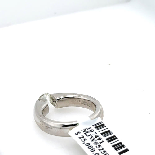 14k White Gold 1.10 Ct Diamond Tension Setting Ban, 9.2g, Size 6.25 S107491
