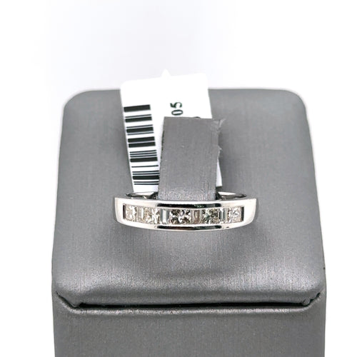 14k White Gold 0.50CT Princess Diamond Ladies Band, 2.7g, Size 5.5