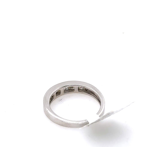 14k White Gold 0.50CT Princess Diamond Ladies Band, 2.7g, Size 5.5