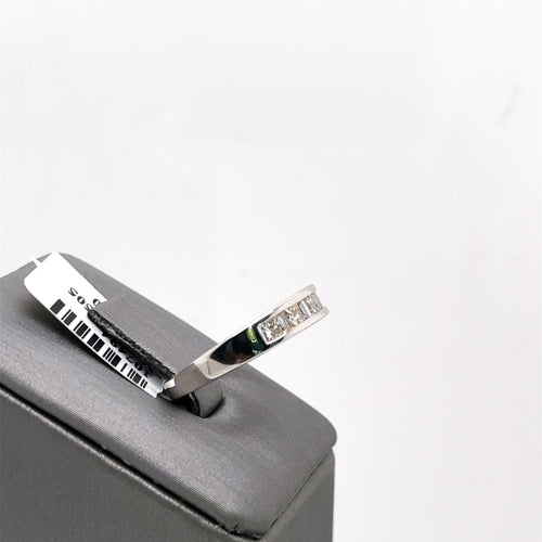 14k White Gold 0.50CT Princess Diamond Ladies Band, 2.7g, Size 5.5