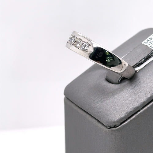 14k White Gold 0.50CT Diamond Men's Wedding Band,7.4g, Size 10.5, S107493