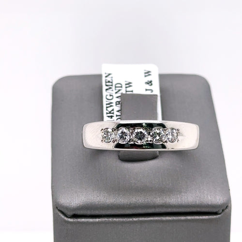 14k White Gold 0.50CT Diamond Men's Wedding Band,7.4g, Size 10.5, S107493
