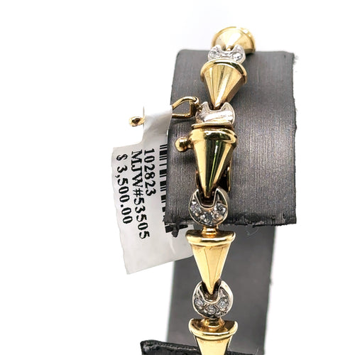 14k Two Tone Gold 1.00 CT Ladies Diamond Bracelet, 12.3gm, 7.5", S102823