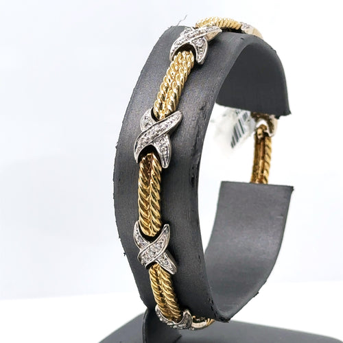 14k Two Tone Gold 0.50 CT Ladies Diamond Bracelet, 12.5gm, 7", S102824