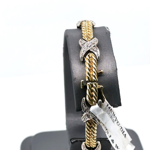 14k Two Tone Gold 0.50 CT Ladies Diamond Bracelet, 12.5gm, 7", S102824