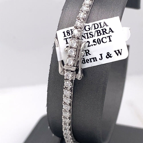 18k White Gold 2.50 CT Diamond Ladies Tennis Bracelet, 9.3g, 7.5", S106429