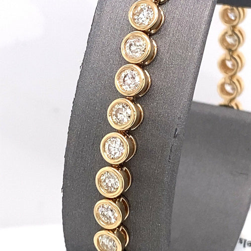 14k Yellow Gold 6.00 CT Diamond Tennis Bracelet, 16.3g, 7.5 Inches, S15077